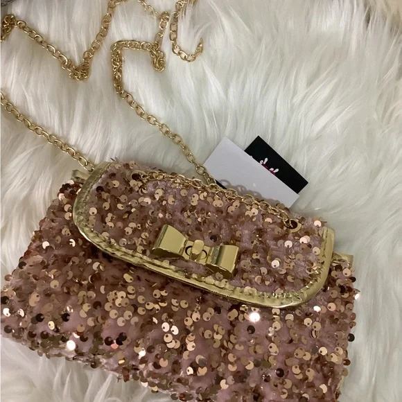 Olivia Miller pink and gold mini sequins purse - Picture 2 of 7